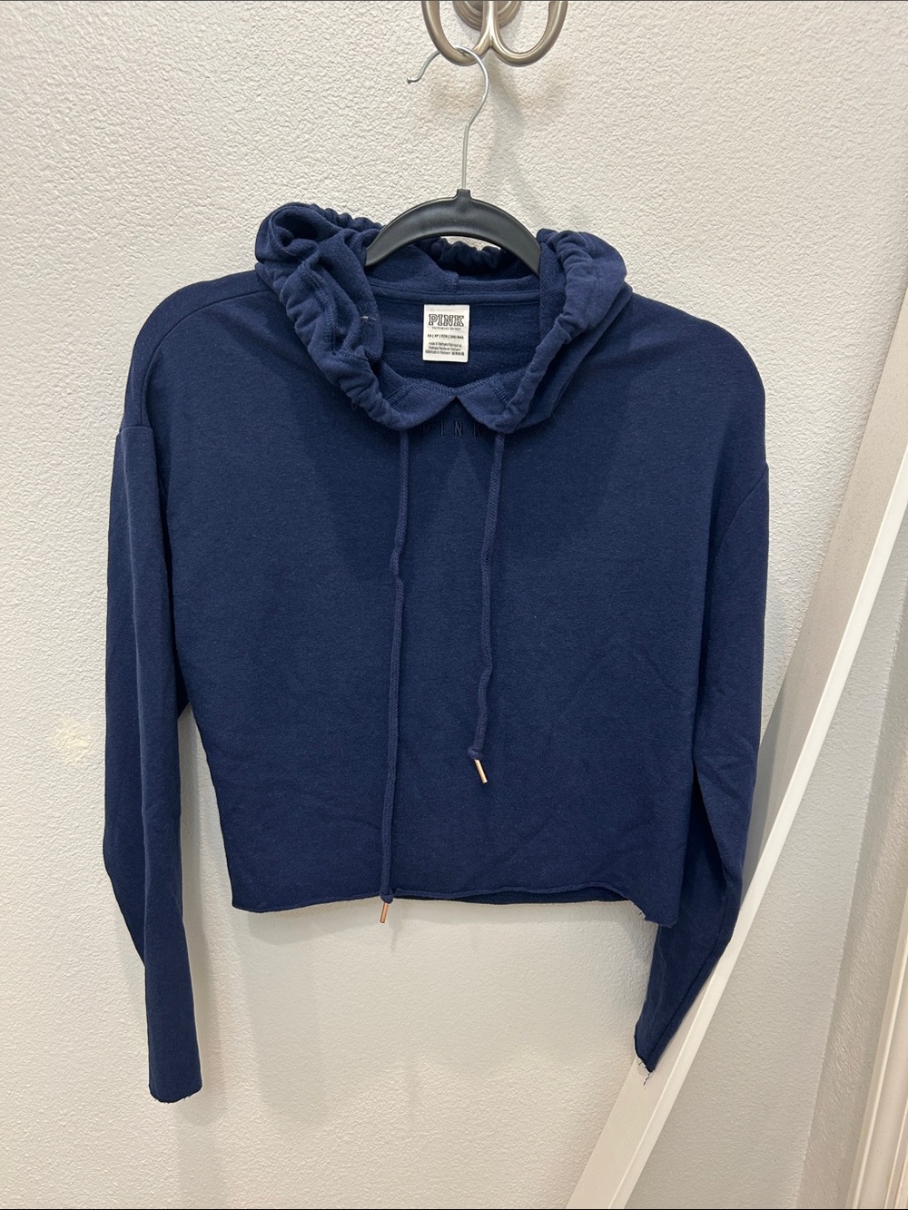 Victoria's Secret PINK Navy Hooded Cropped Pullover